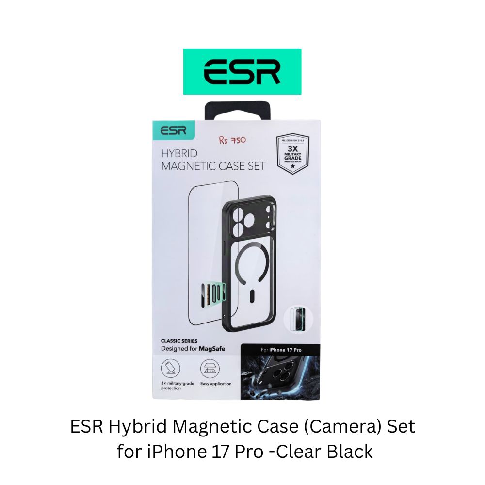 ESR Hybrid Magnetic Case (Camera Control) Set for iPhone 17 Pro -Clear Black 1 ESR Hybrid Magnetic Case Camera Set for iP 17 Pro Clear Black 1